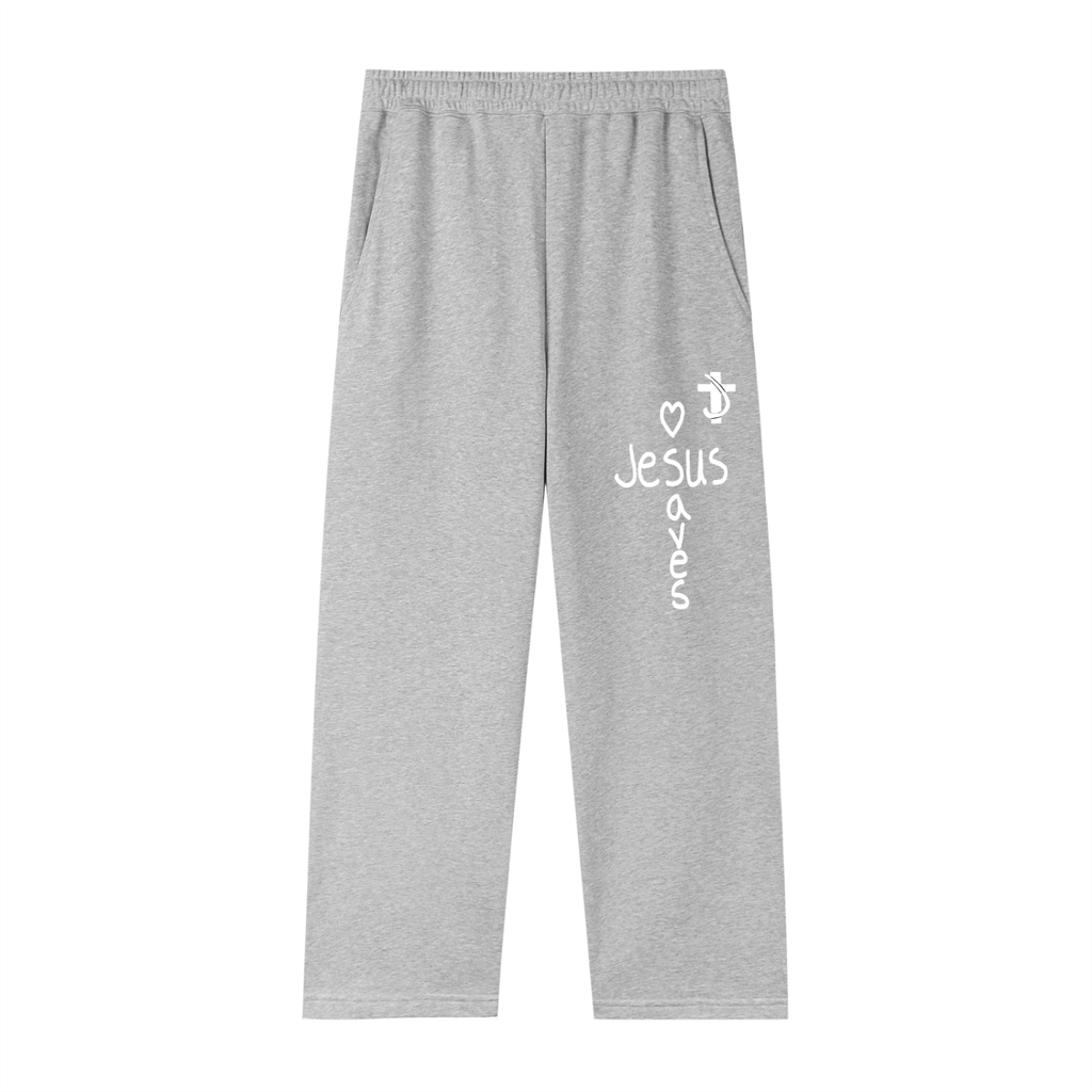 Jesus saves baggy sweats (white print)